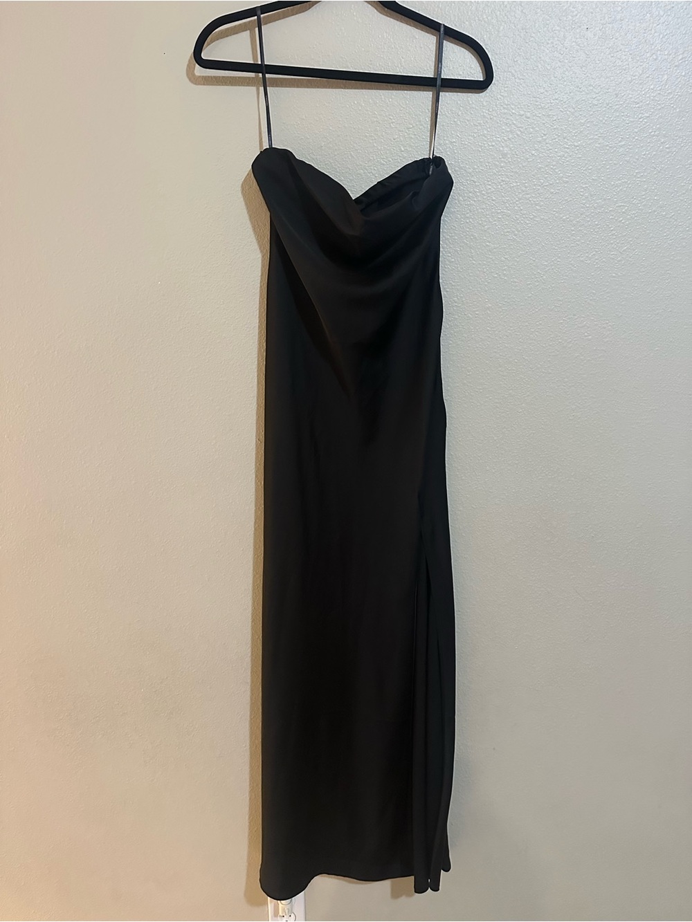 Black Strapless Slip Midi Dress and Side Slit